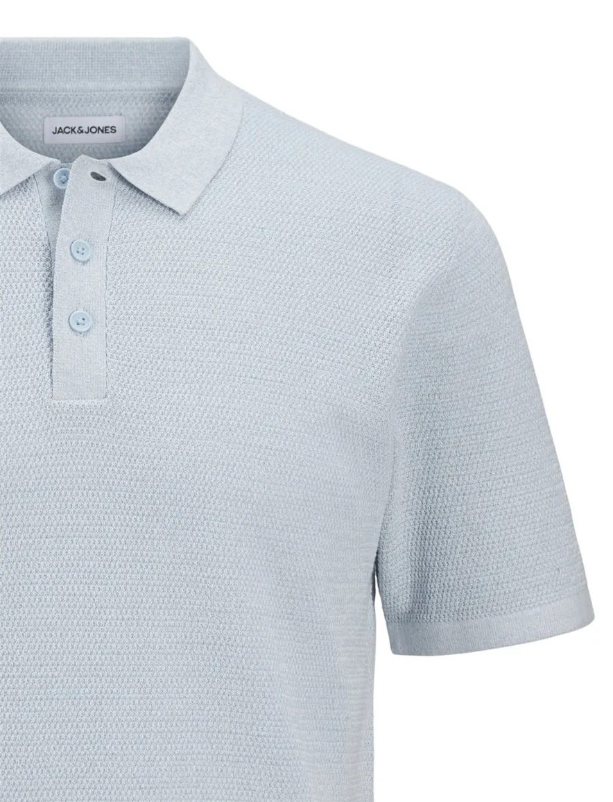 Jack & Jones polo lichtblauw gebreid Relaxed Fit