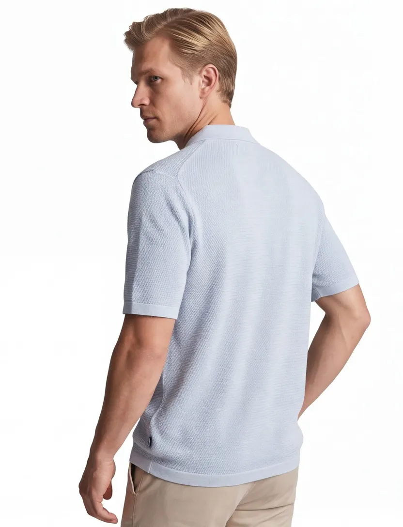 Lichtblauw poloshirt Jack & Jones Plus Size textuur