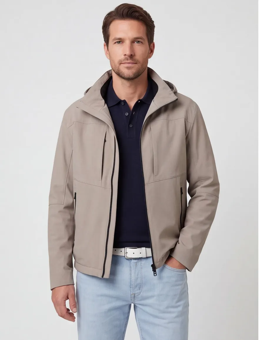 Beige kort windjack Reset normale fit