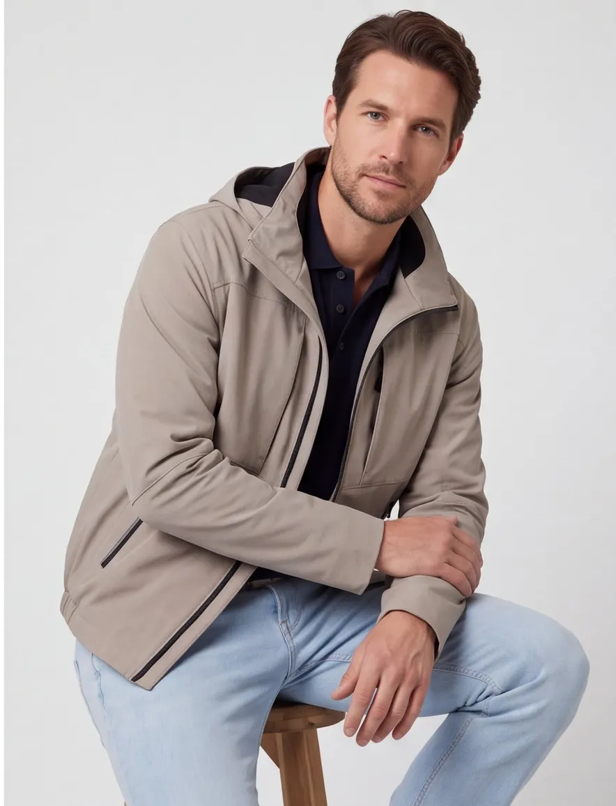 Beige kort windjack Reset normale fit
