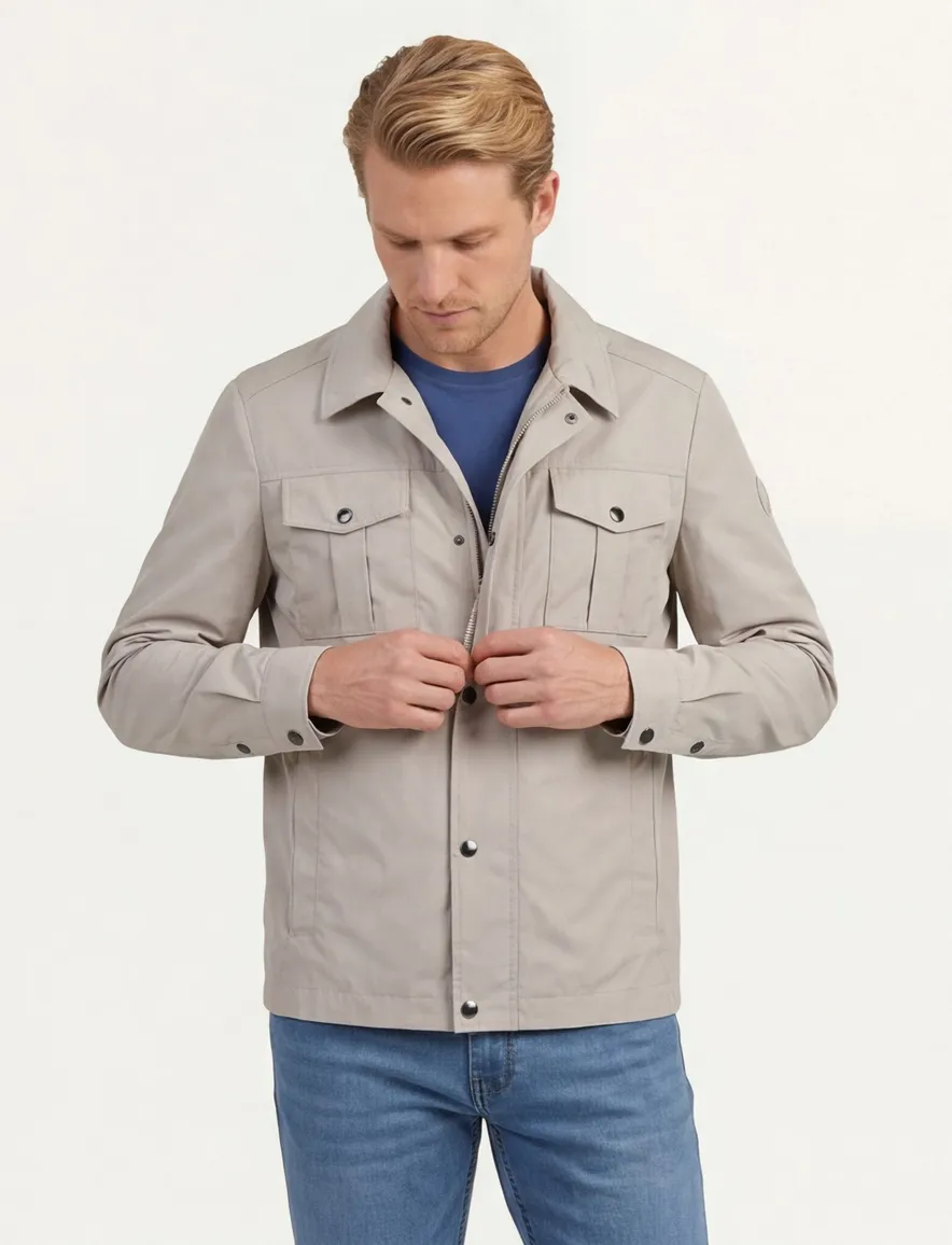 Reset beige zomerjas dubbele borstzak