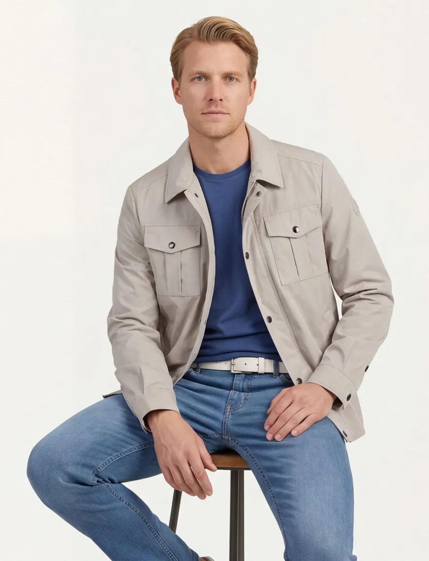 Reset beige zomerjas dubbele borstzak