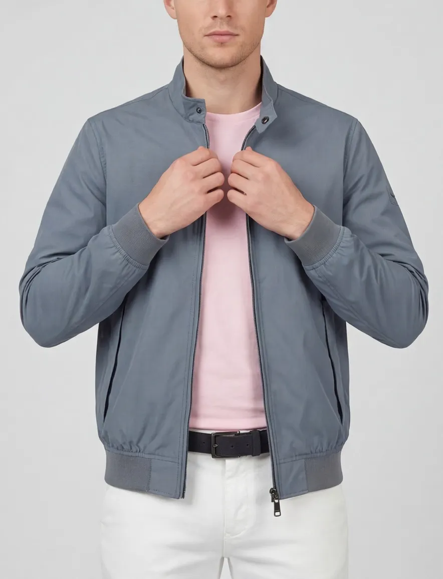 Windjack blauw rits polyester Reset Lucas opstaande kraag