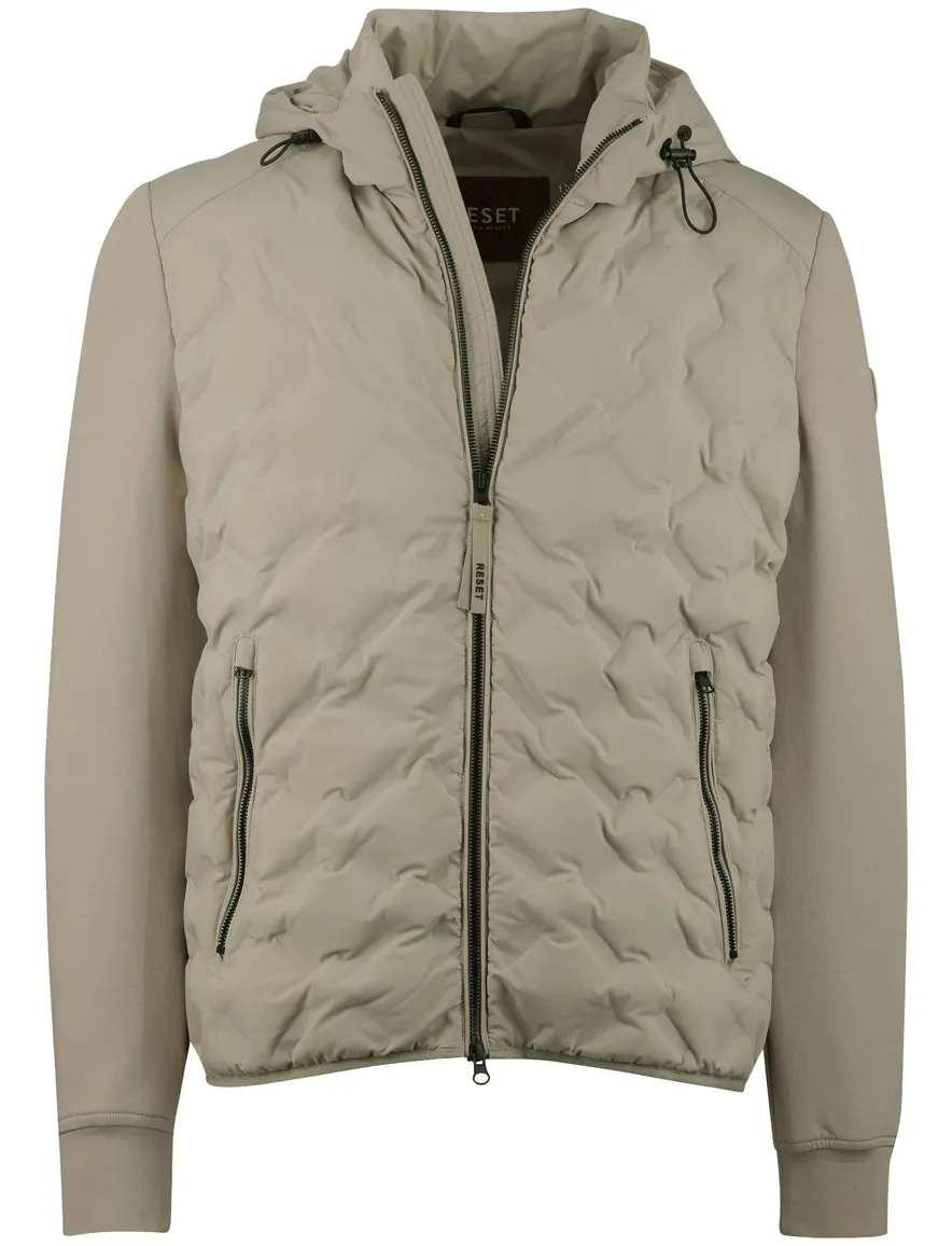 beige Reset tussenjas met capuchon rits