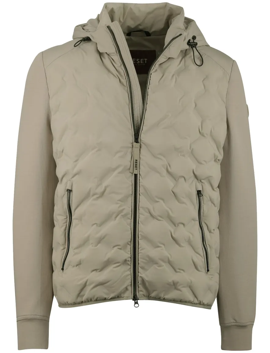 beige Reset tussenjas met capuchon rits