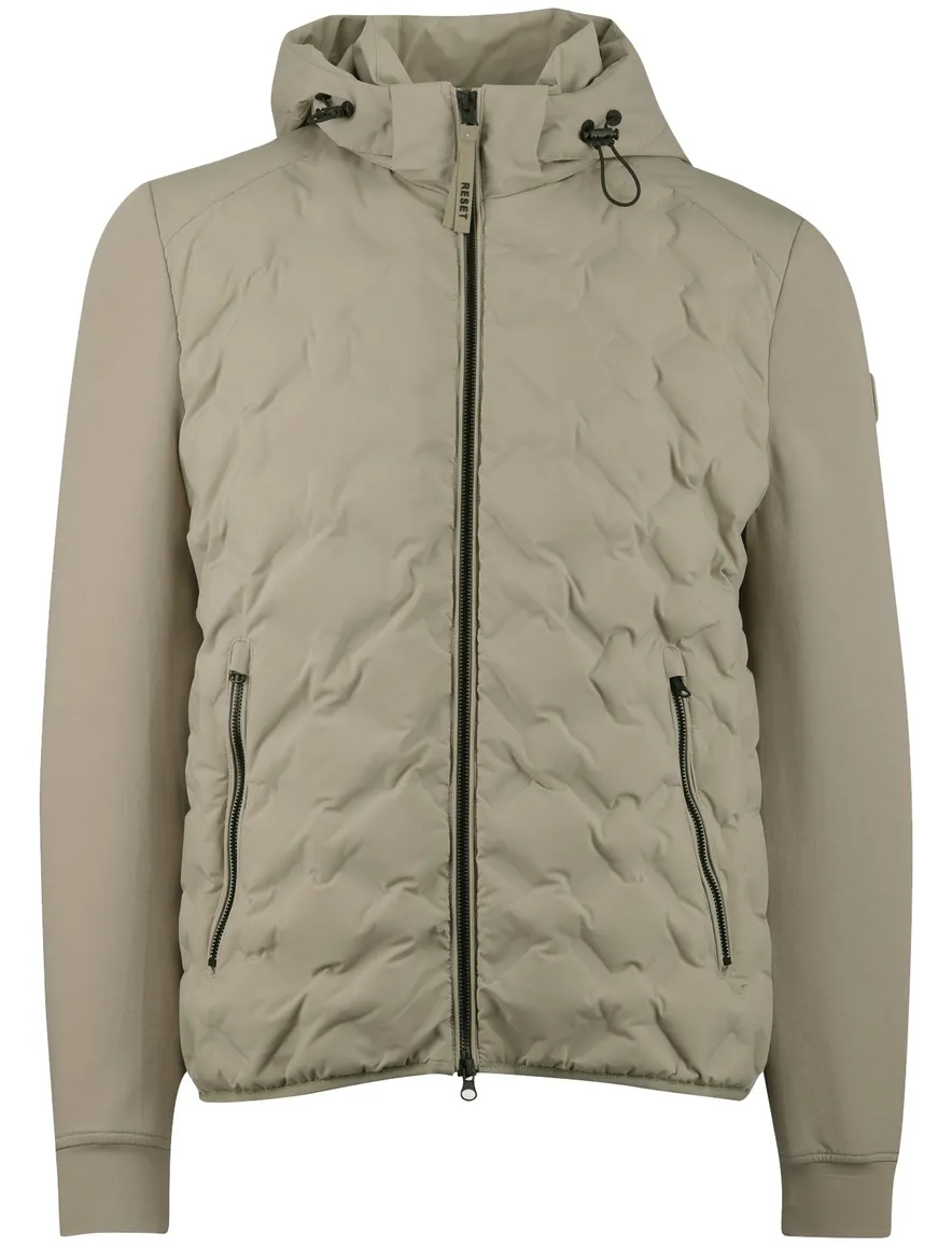 beige Reset tussenjas met capuchon rits