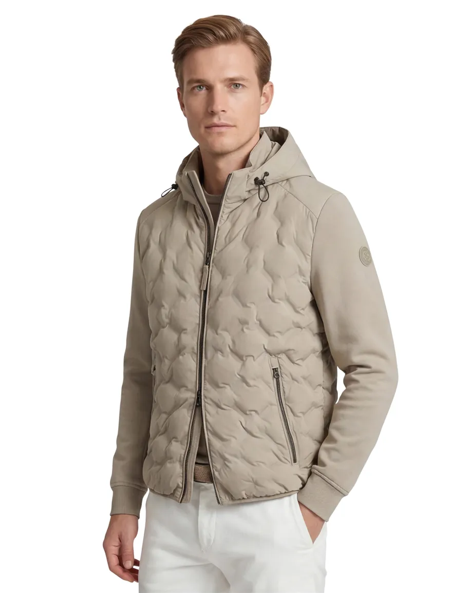 beige Reset tussenjas met capuchon rits
