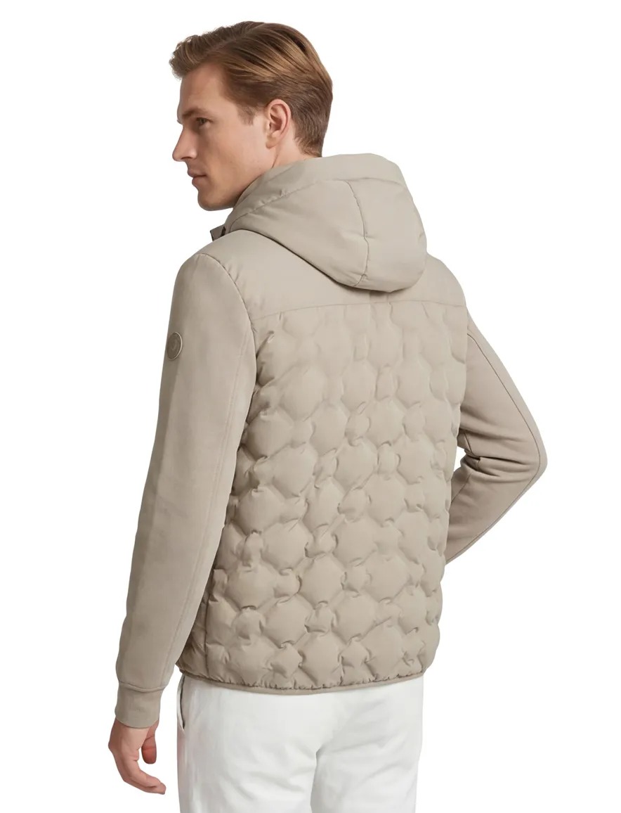 beige Reset tussenjas met capuchon rits
