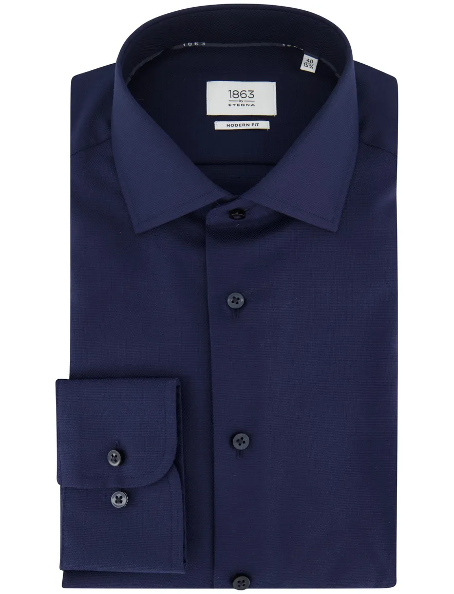 Donkerblauw overhemd Eterna 1863 normale fit