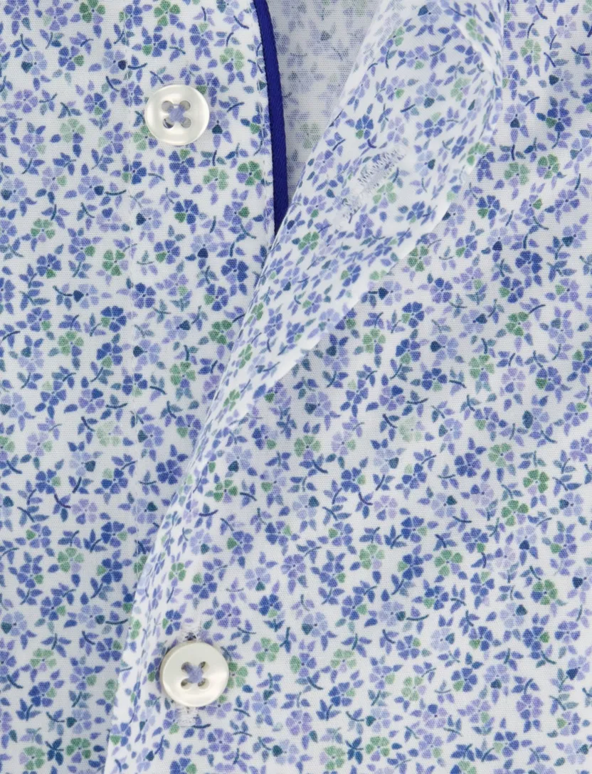 Blauw bloemen geprint overhemd Eterna 1863 Modern Fit