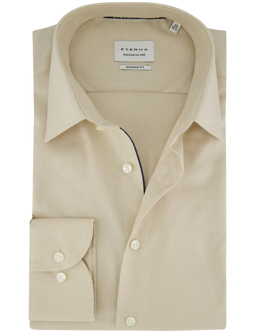 Beige katoenen overhemd Eterna Modern Fit strijkvrij