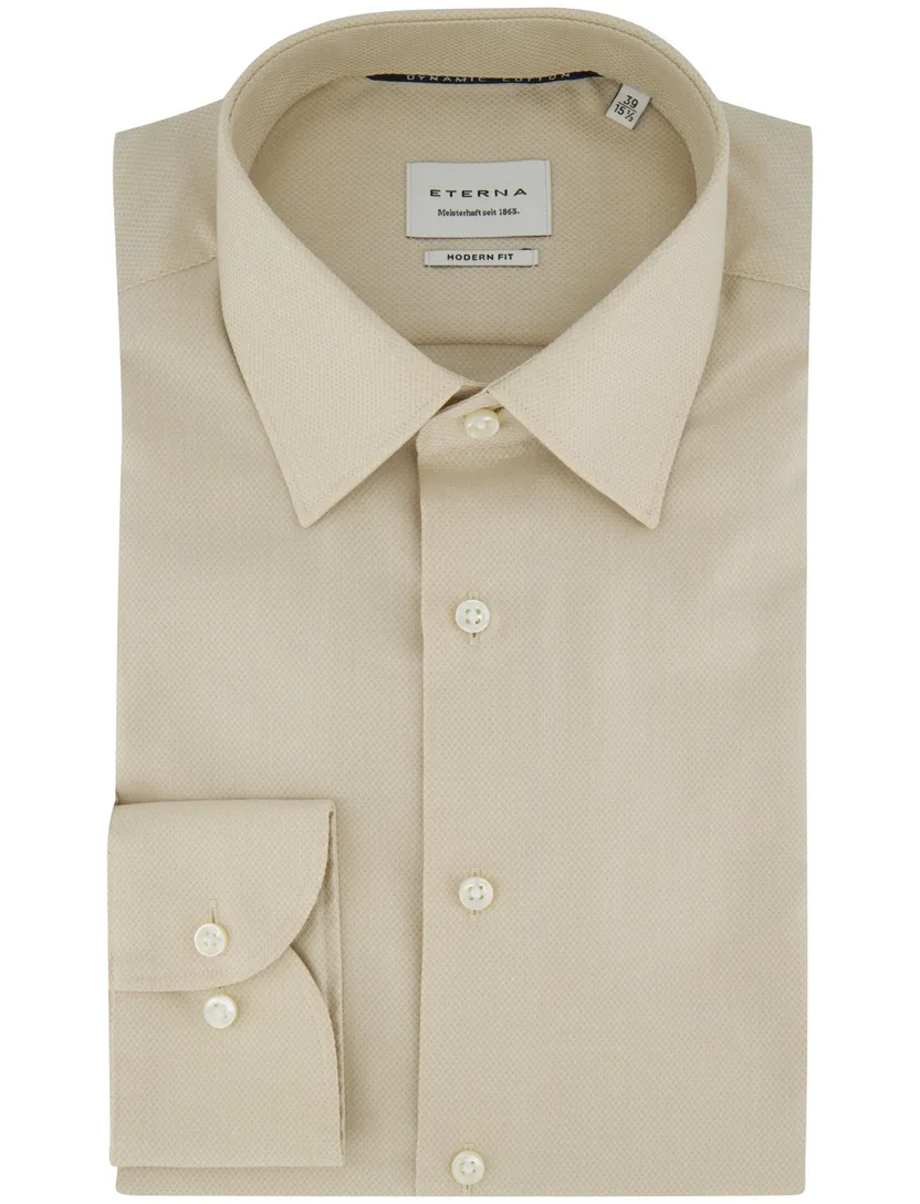 Beige katoenen overhemd Eterna Modern Fit strijkvrij