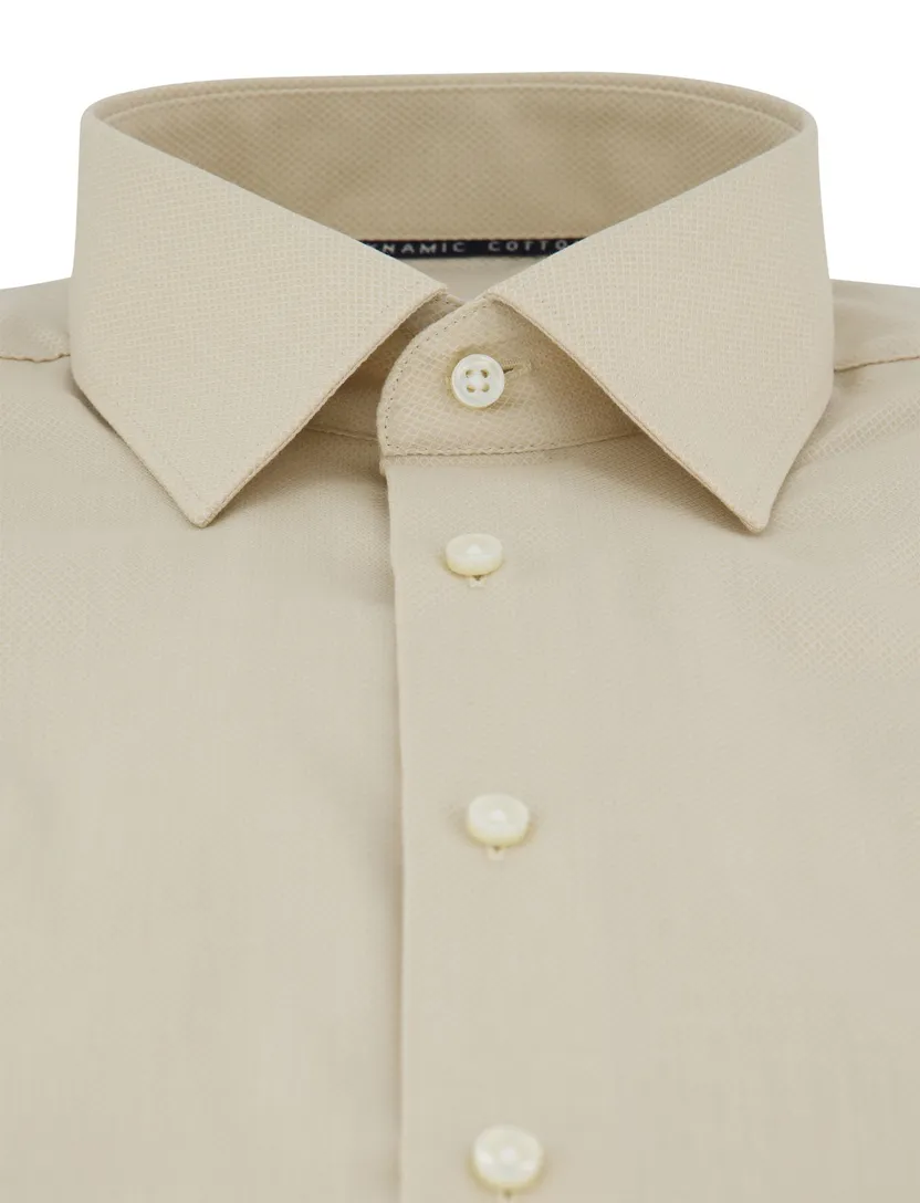 Beige katoenen overhemd Eterna Modern Fit strijkvrij