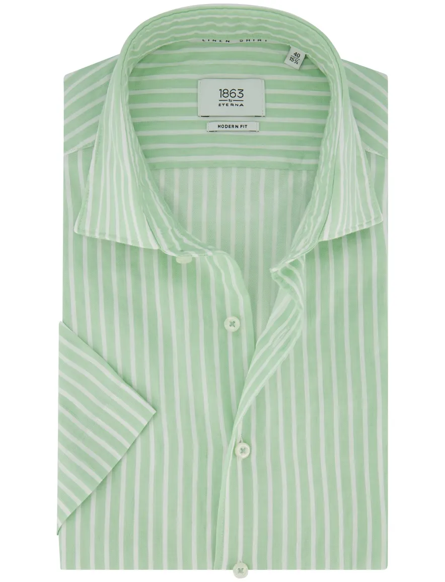 Groen gestreept overhemd Eterna Modern fit