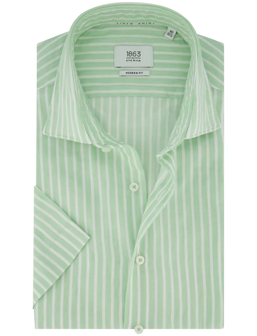 Groen gestreept overhemd Eterna Modern fit