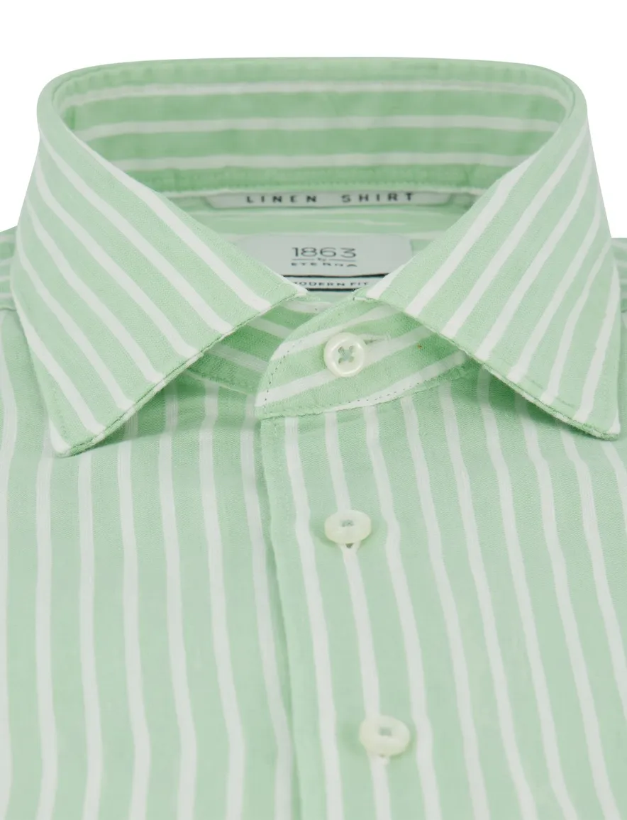 Groen gestreept overhemd Eterna Modern fit