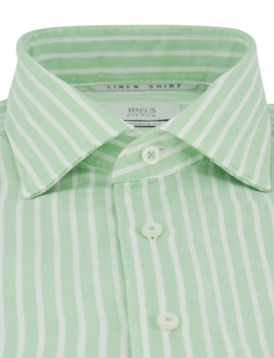 Groen gestreept overhemd Eterna Modern fit