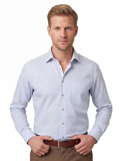 Eterna Overhemd wit Eterna Comfort Fit geruit katoen
