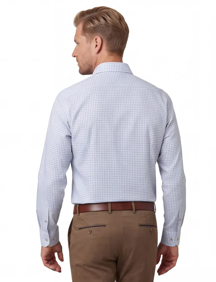 Overhemd wit Eterna Comfort Fit geruit katoen