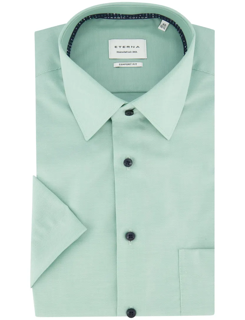 Eterna Comfort Fit overhemd groen katoen strijkvrij