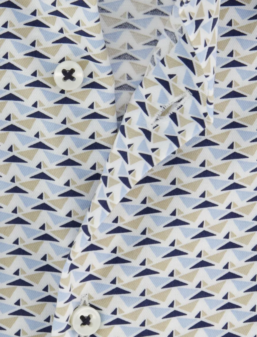 Mouwlengte 7 overhemd Eterna wijde fit blauw printje
