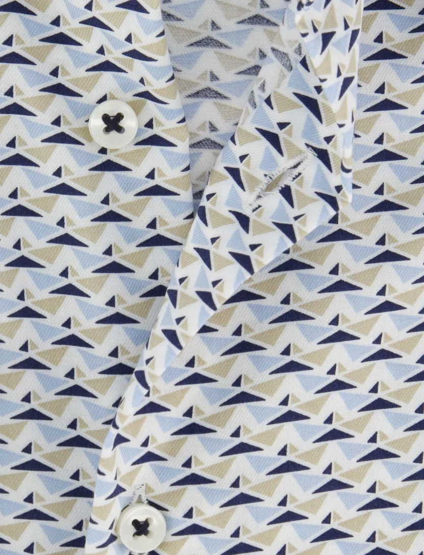 Overhemd Eterna blauw geprint comfort fit mouwlengte 7
