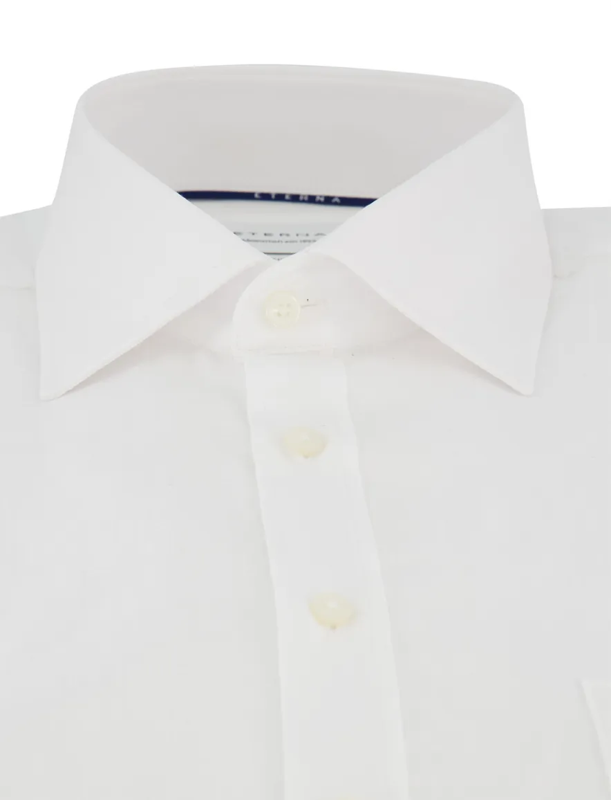 Eterna comfort fit overhemd korte mouw wit semi wide spread boord