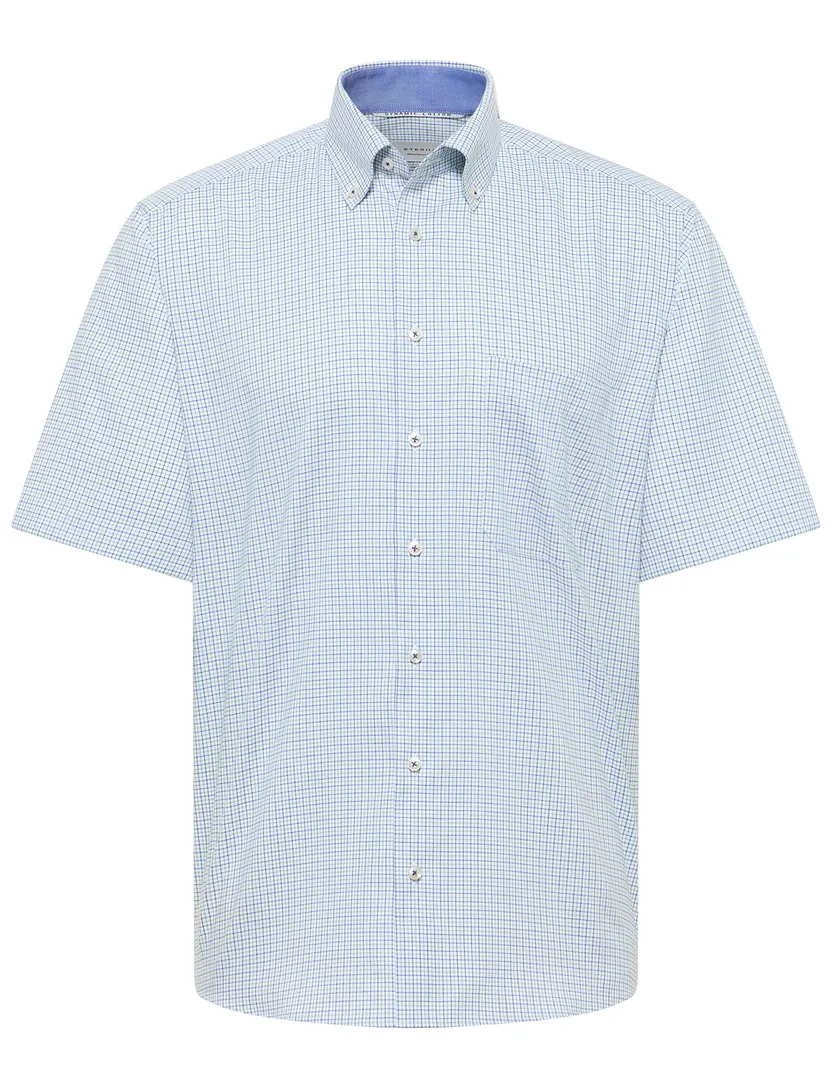 Overhemd blauw groen geruit Eterna Comfort Fit button down