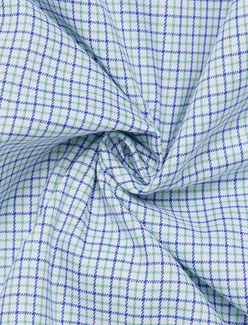 Overhemd blauw groen geruit Eterna Comfort Fit button down