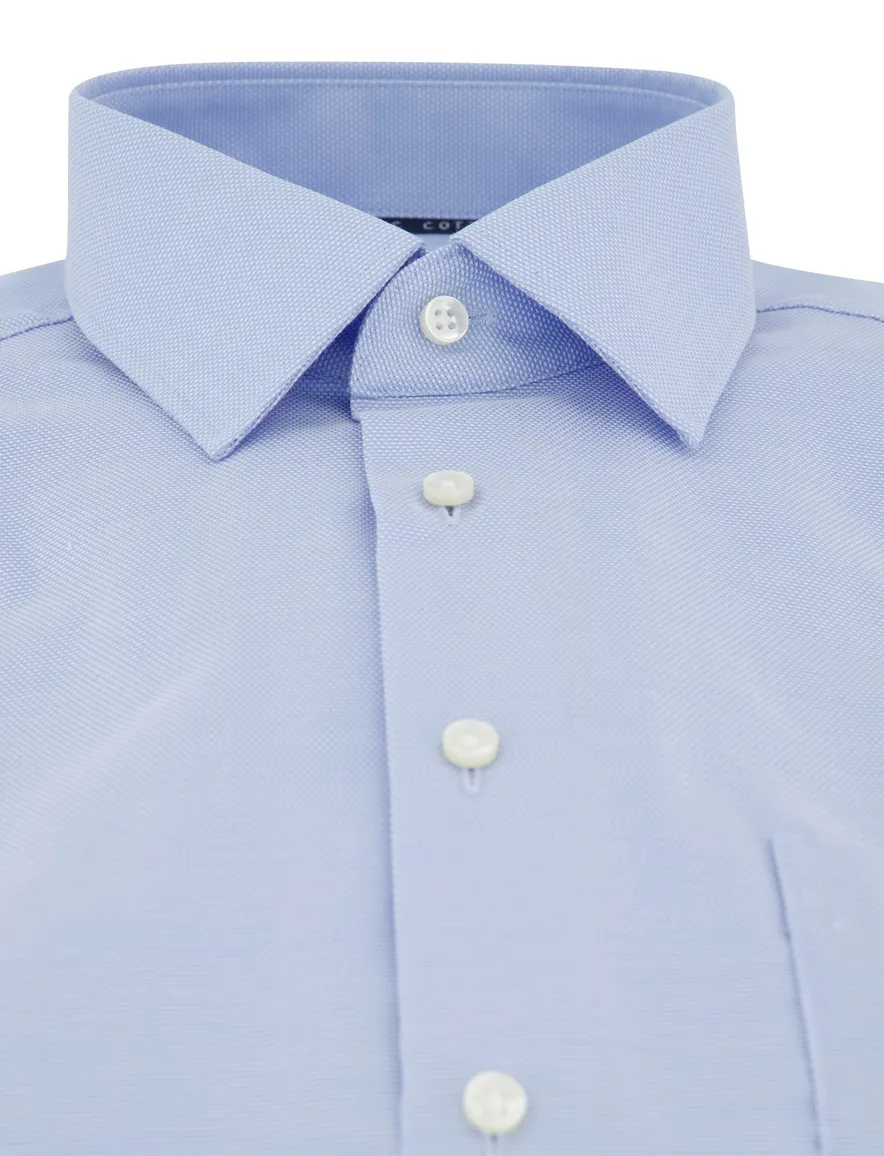 Overhemd Eterna Modern Fit korte mouw blauw effen