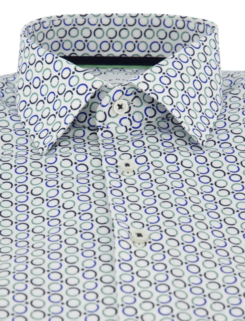 Wit geprint korte mouw overhemd Eterna Modern Fit strijkvrij