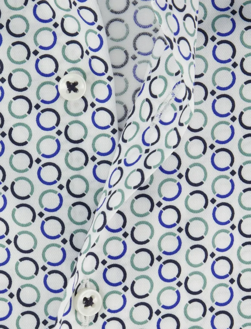 Wit geprint korte mouw overhemd Eterna Modern Fit strijkvrij