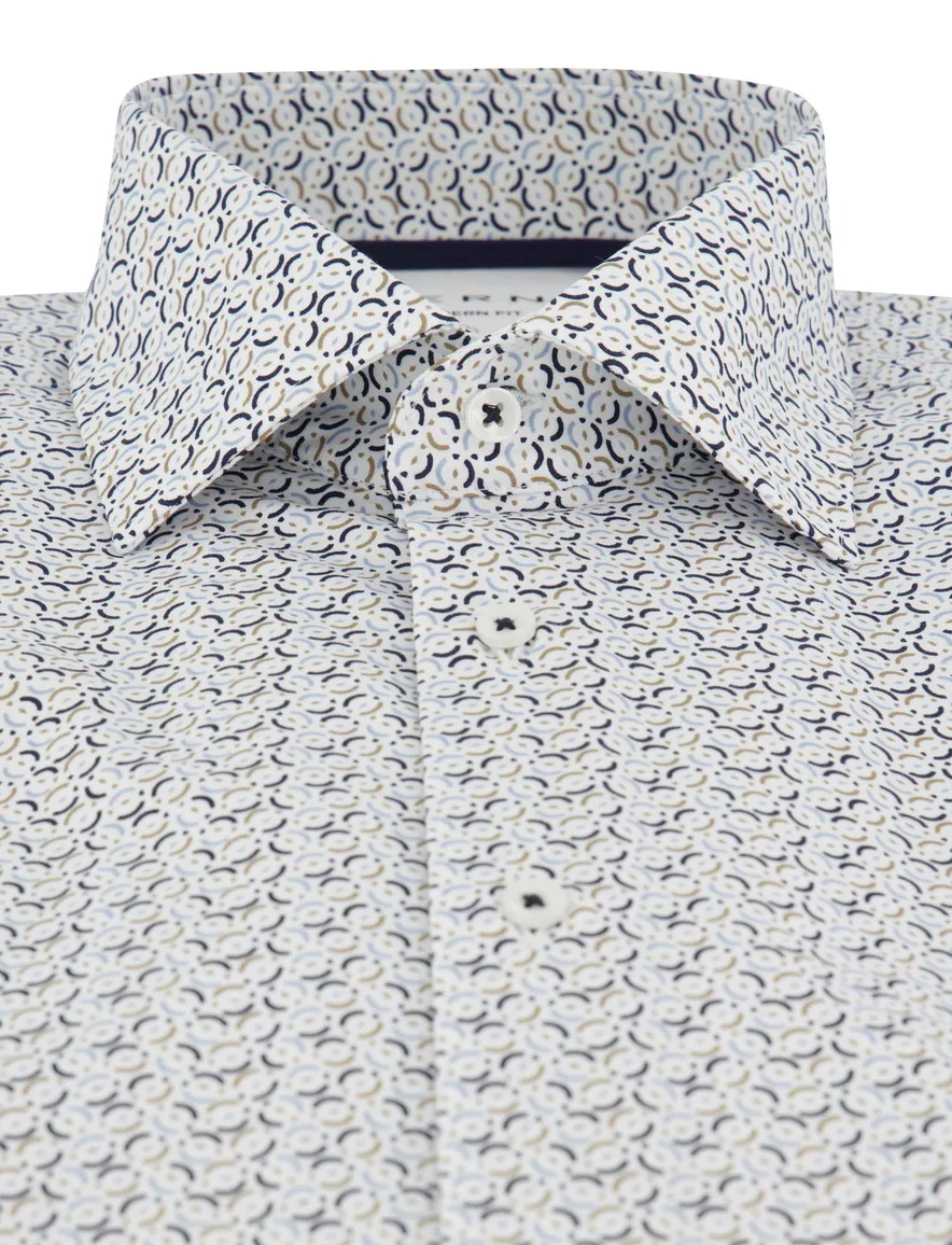 Normale fit Eterna overhemd stretch printje blauw