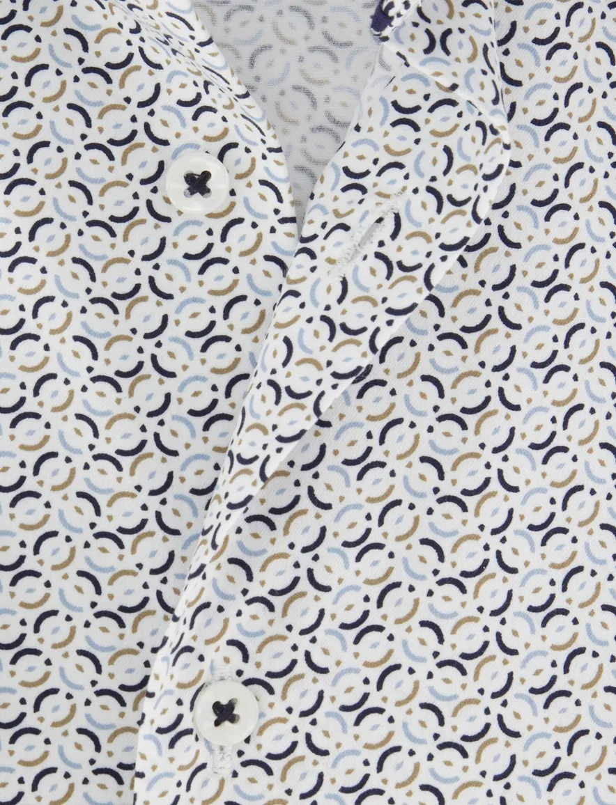 Normale fit Eterna overhemd stretch printje blauw