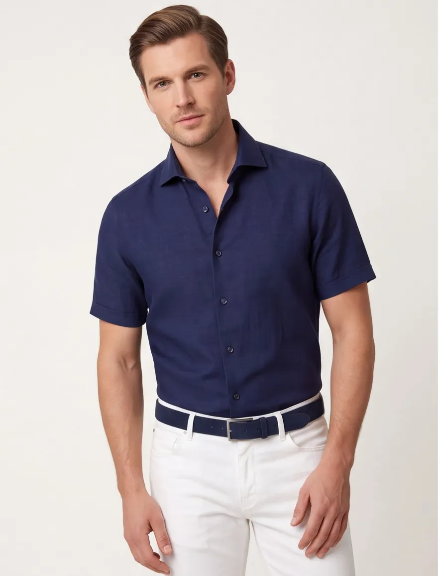 Donkerblauw overhemd Eterna Modern fit cutaway