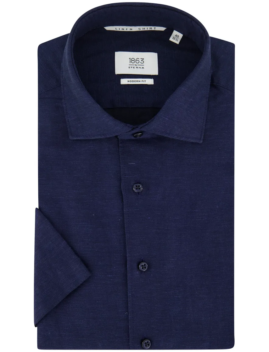 Donkerblauw overhemd Eterna Modern fit cutaway