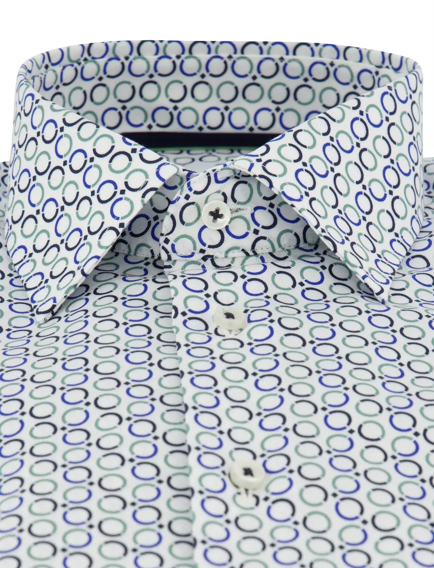 Strijkvrij overhemd blauw geprint Eterna Comfort fit mouwlengte 7