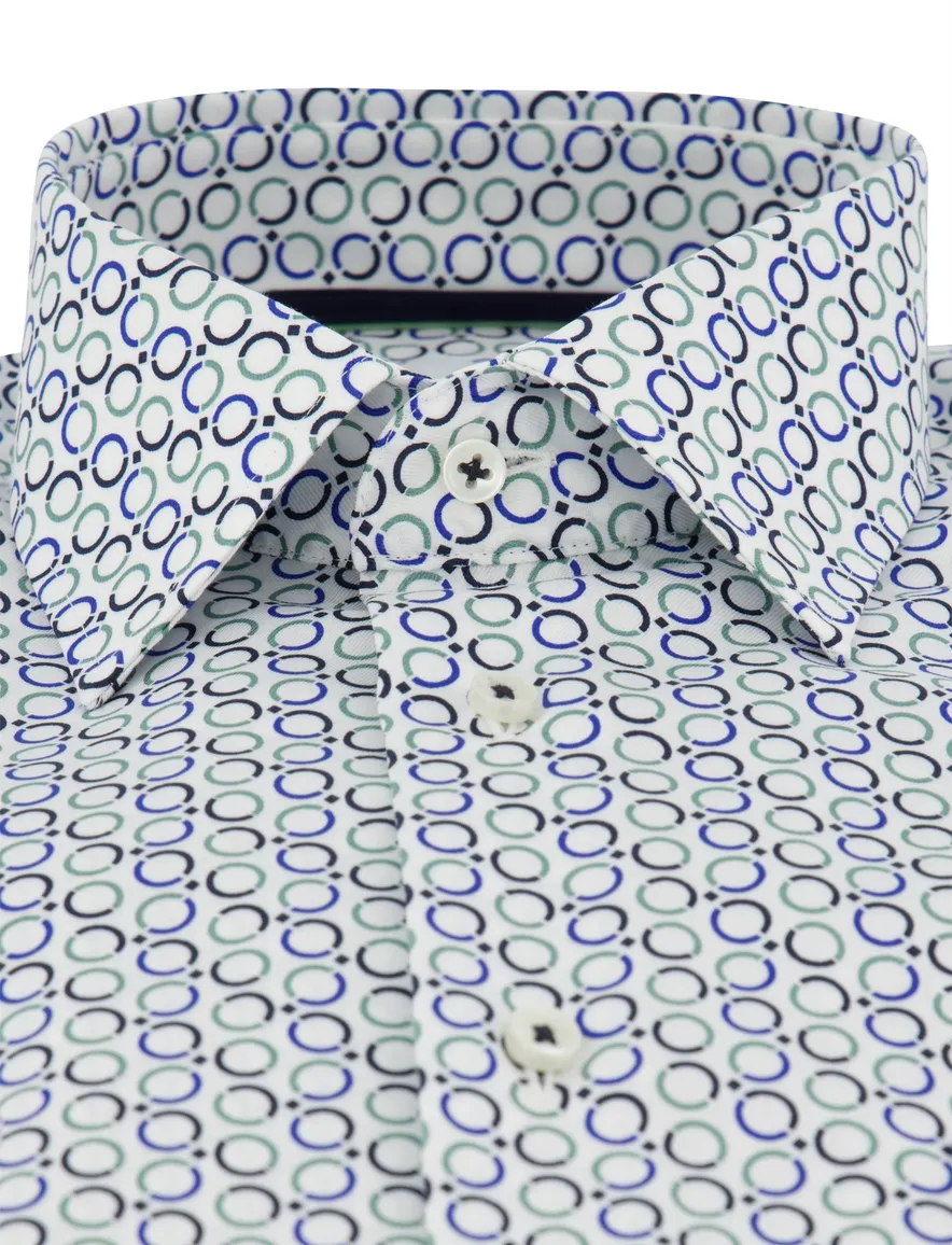 Strijkvrij overhemd blauw geprint Eterna Comfort fit mouwlengte 7