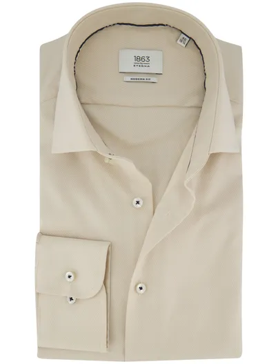Eterna Overhemd Eterna 1863 Modern Fit beige katoen