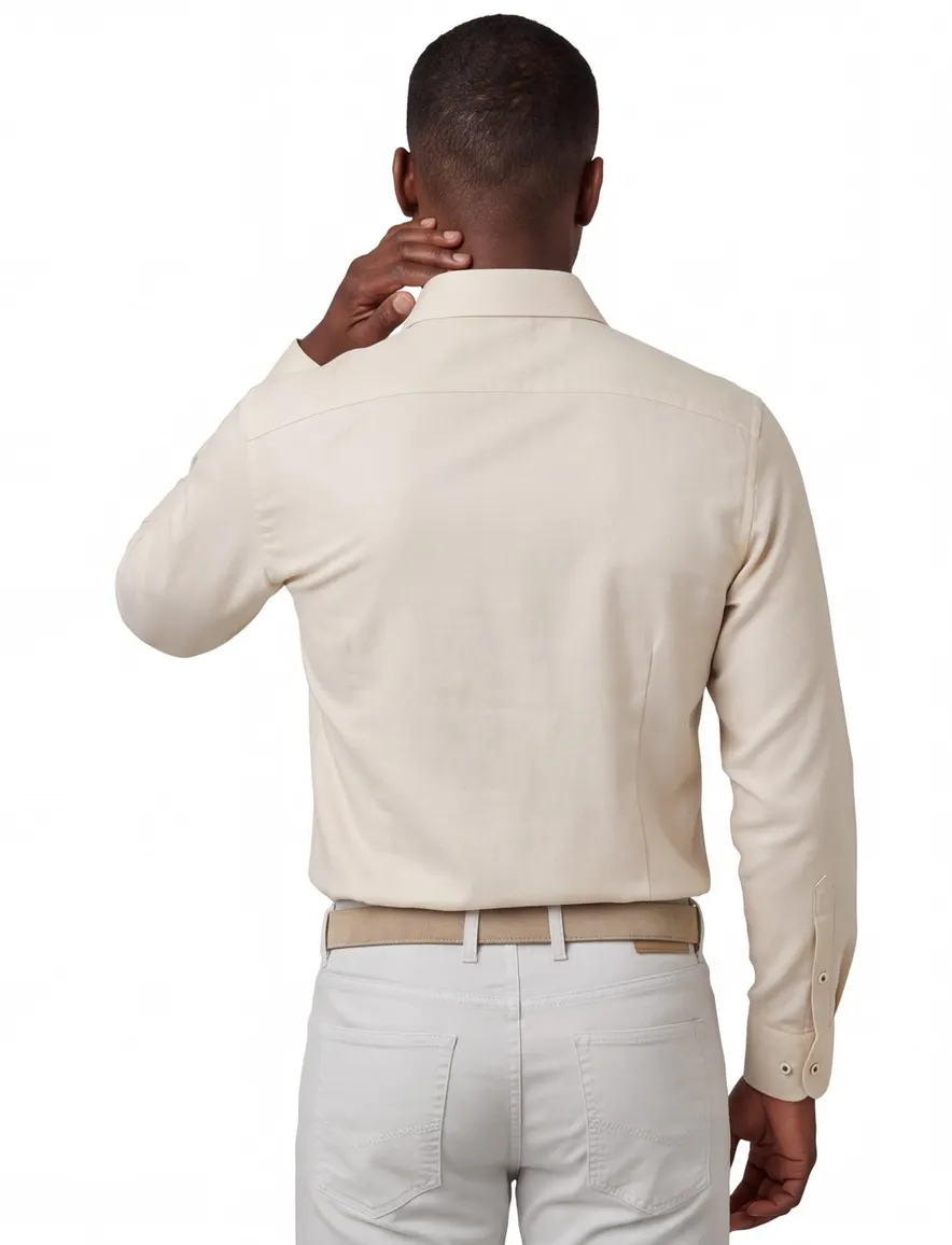 Overhemd Eterna 1863 Modern Fit beige katoen