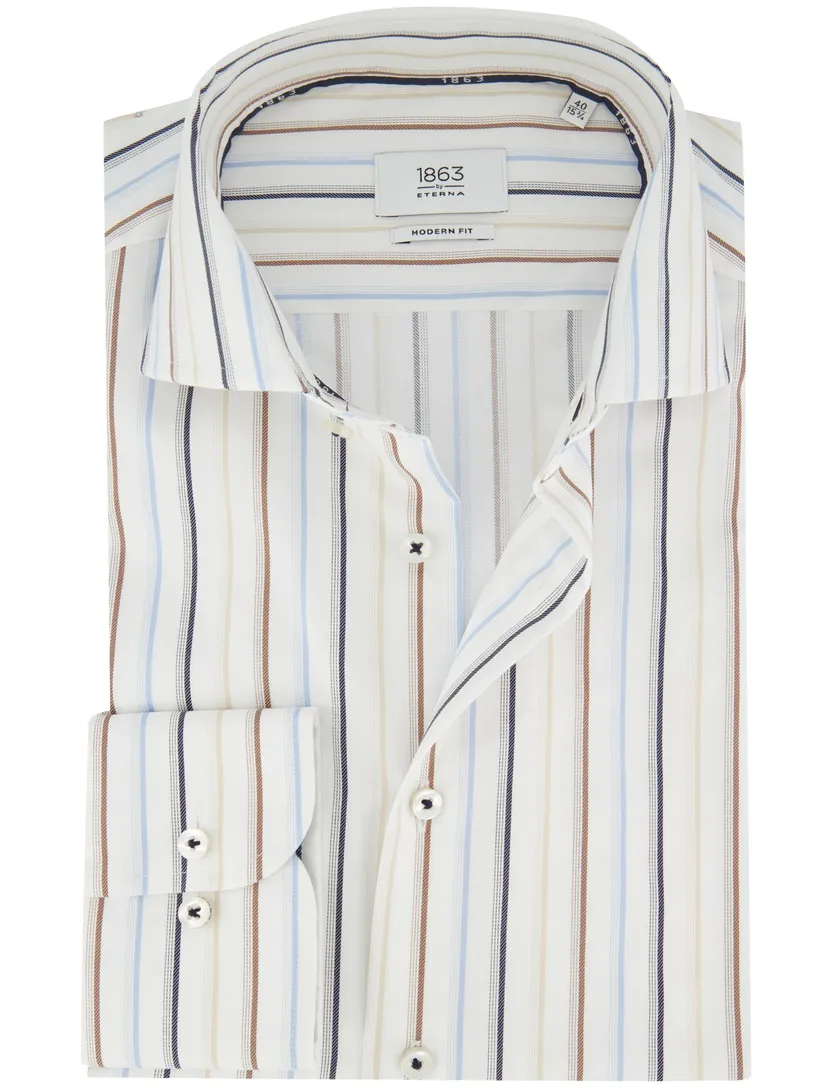 Overhemd Eterna 1863 modern fit wit streepjes