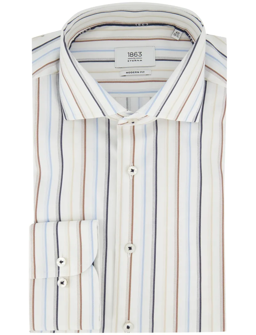 Overhemd Eterna 1863 modern fit wit streepjes