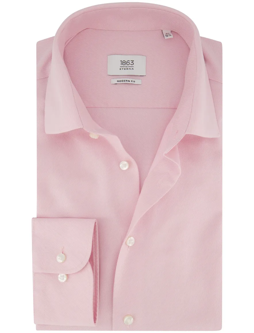Roze overhemd Eterna Modern fit semi-wide spread boord