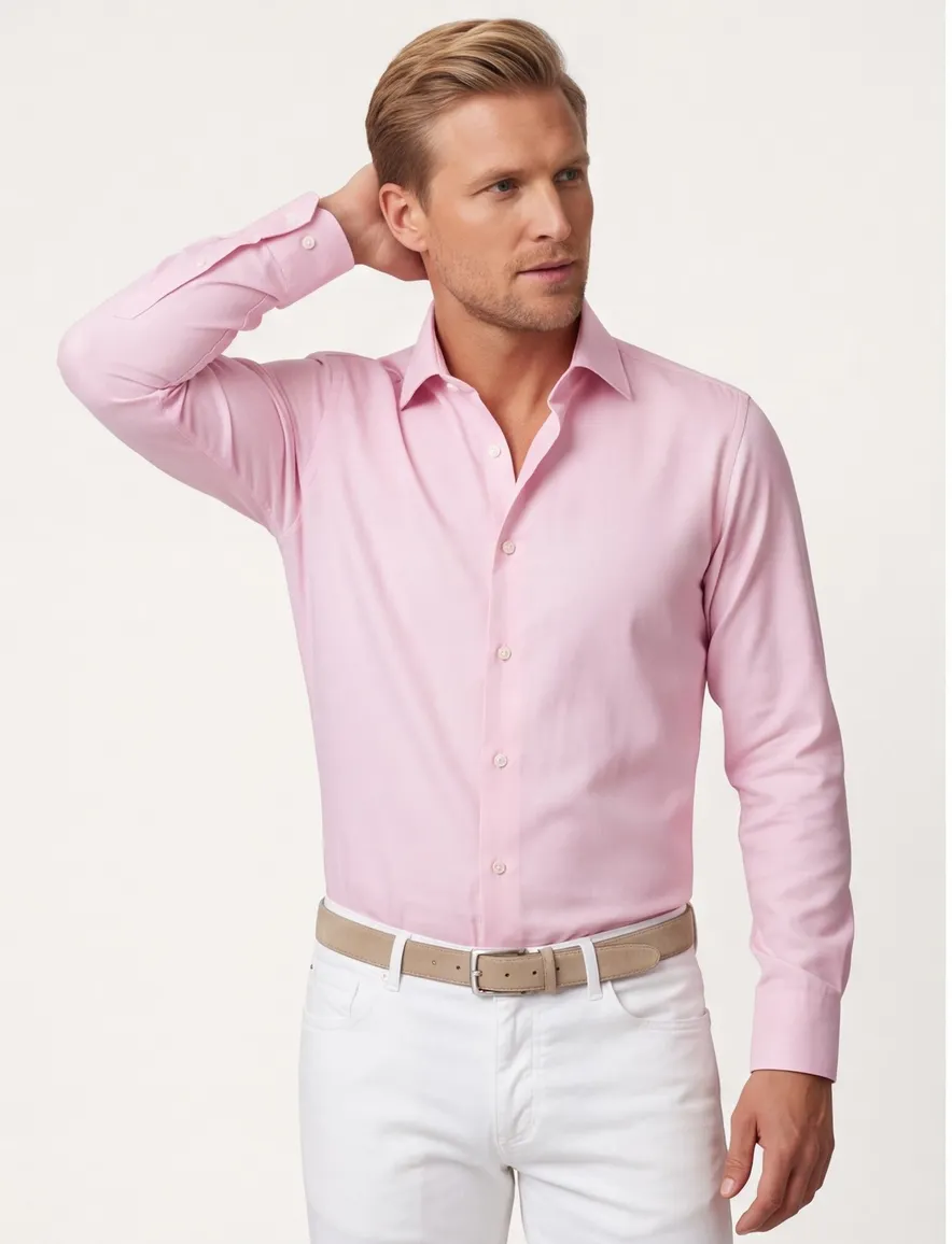 Roze overhemd Eterna Modern fit semi-wide spread boord