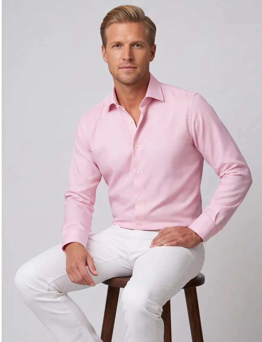 Roze overhemd Eterna Modern fit semi-wide spread boord