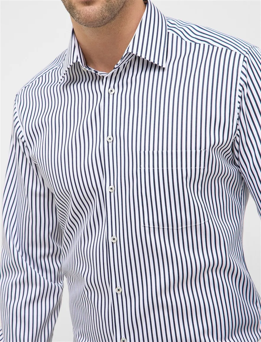 Eterna Modern Fit Overhemd wit donkerblauwe strepen