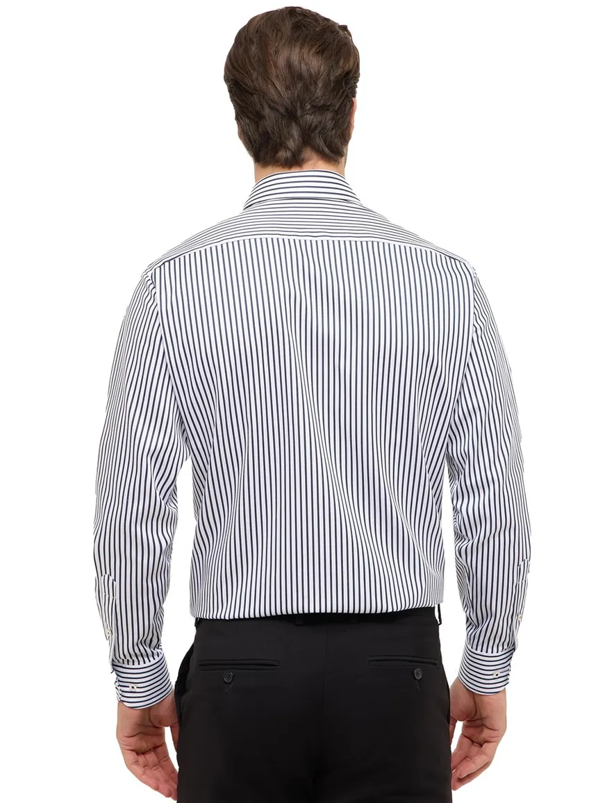 Eterna Modern Fit Overhemd wit donkerblauwe strepen