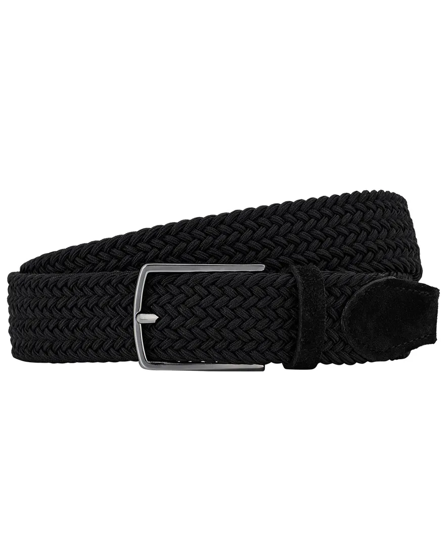 Lindemann riem zwart gevlochten elastisch modern