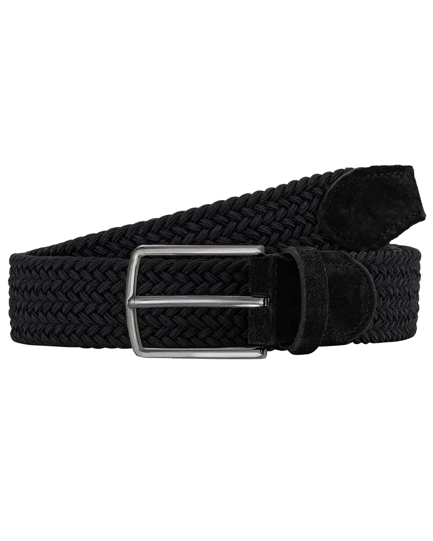 Lindemann zwarte riem gevlochten stretch stijlvol