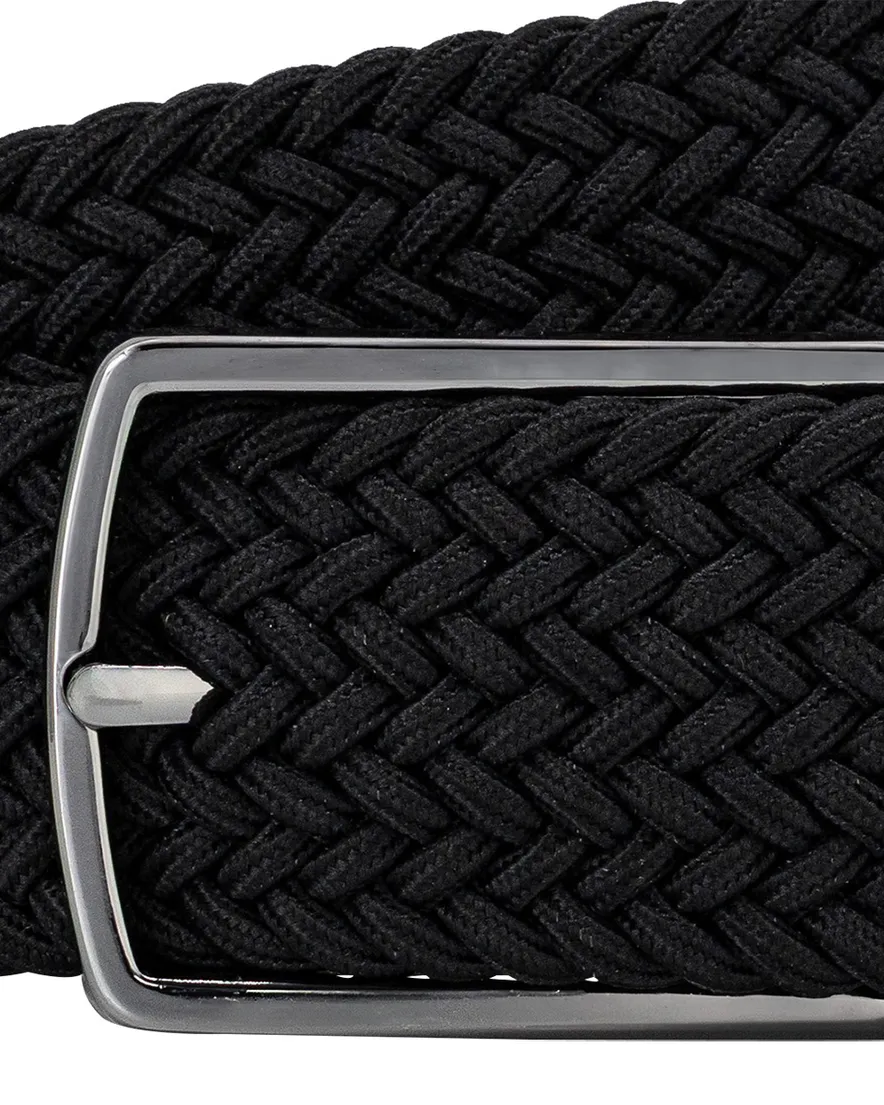 Lindemann zwarte riem gevlochten stretch stijlvol